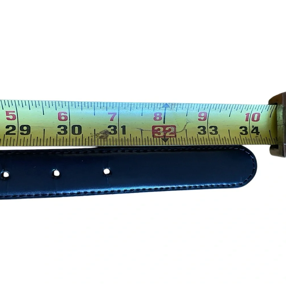 Liz Claiborne Women’s Navy Blue Gold Buckle Genuine Leather Belt Small